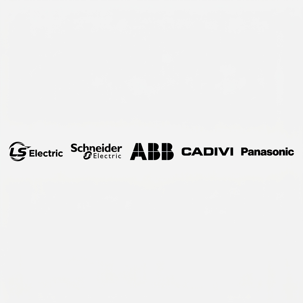 Logo các thương hiệu LS, Schneider, Mitsubishi, Cadivi, Panasonic, ABB